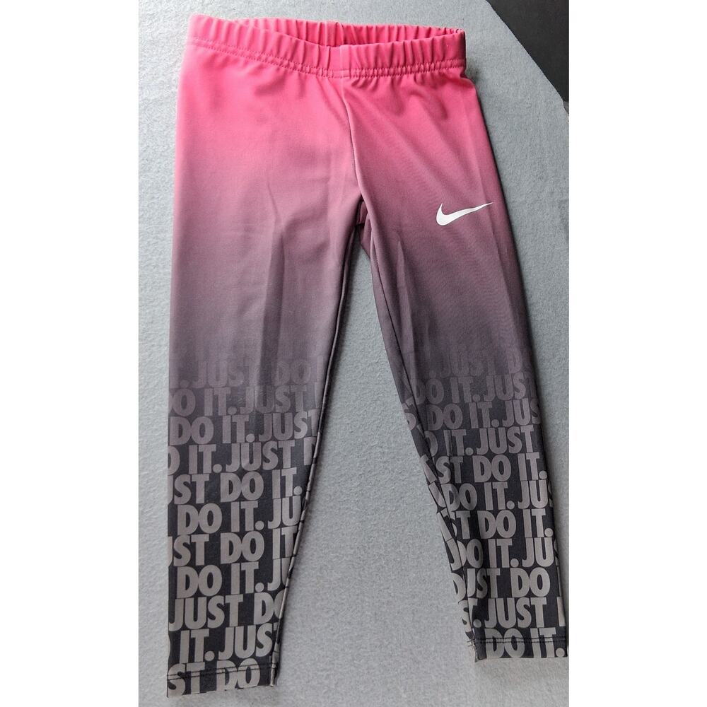 Nike Dri-Fit Girl's Ombre Leggings Size 4 / XS Pink Gray Black Just Do It